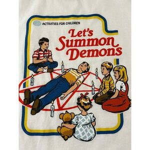 Let's Summon Demons Black‎ Matter Threadless Red White Ringer T-Shirt Large EUC